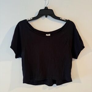 VS Pink Black Cropped Tee Shirt Sz XS